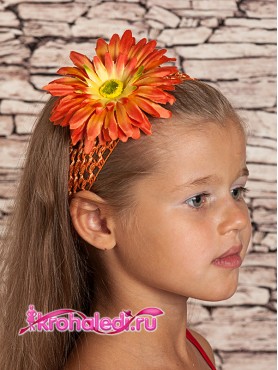 Повязка на волосы Хризантема оранжевая